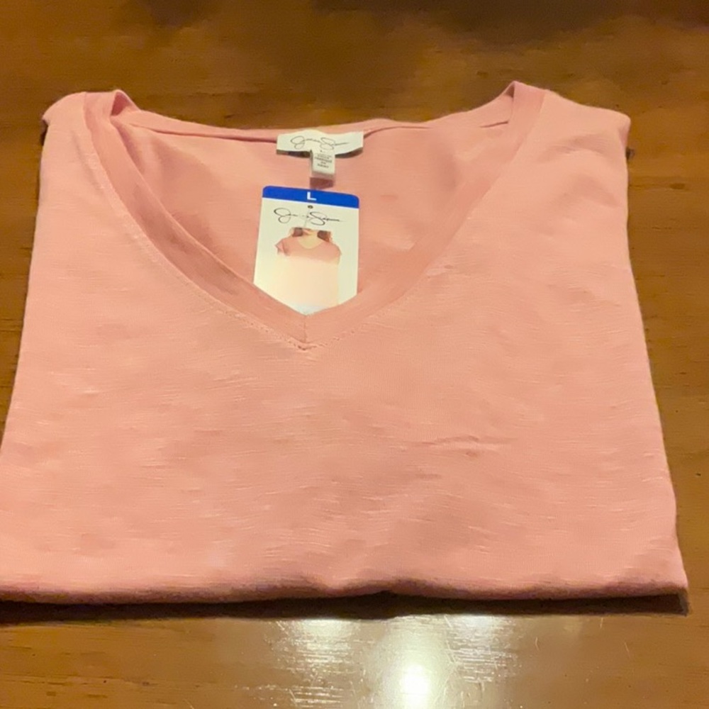 Jessica Simpson V neck knit top. Bridal pink.